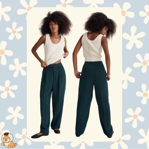 Madewell The Rosedale High-Rise Straight Pant in Crepe, Smoky Spruce, Sz 4